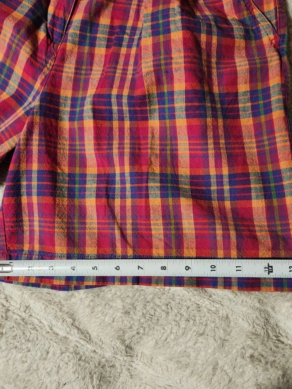 Vtg Karen Scott 90s Plaid Mom Shorts Size 12 Cotton High Waisted Pleated Madras